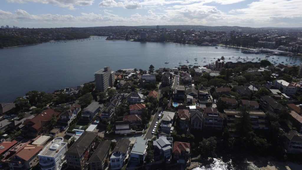 Bird's-eye view of the rising sea levels in Sydney.